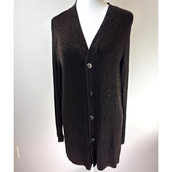 Vtg-Inspired Private Edition By Chico's Brown Button-Up Cardigan Dark Academia - Picture 1 of 10